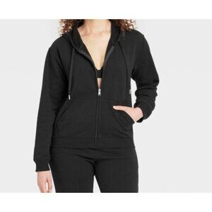 Auden Women's Size Small Fleece Zip Up Sweatshirt Black